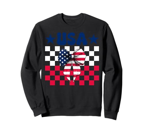 USA 4. Juli Amerikanische Flagge Patriotische Mädchen Mama Kokette Sweatshirt von Womens Coquette Bow 4th of July USA Flag Gifts