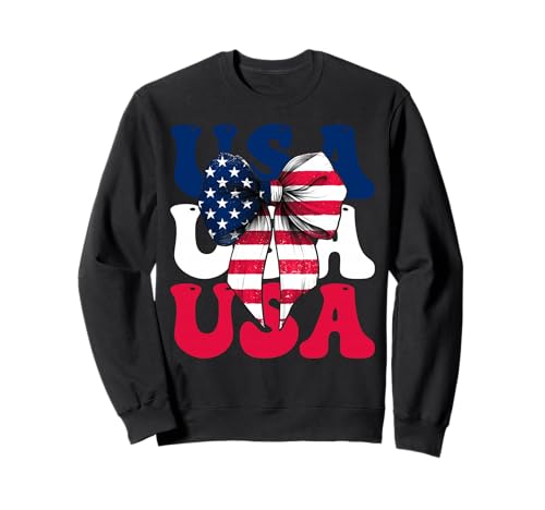 USA 4. Juli Amerikanische Flagge Patriotische Mädchen Mama Kokette Sweatshirt von Womens Coquette Bow 4th of July USA Flag Gifts