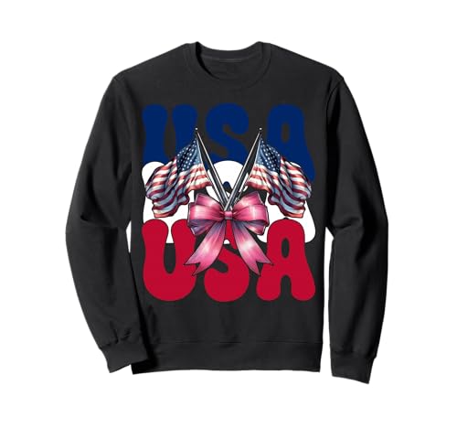 USA 4. Juli Amerikanische Flagge Patriotische Mädchen Mama Kokette Sweatshirt USA 4. Juli Amerikanische Flagge Patriotische Mädchen Mama Kokette Sweatshirt von Womens Coquette Bow 4th of July USA Flag Gifts