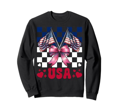 USA 4. Juli Amerikanische Flagge Patriotische Mädchen Mama Kokette Sweatshirt USA 4. Juli Amerikanische Flagge Patriotische Mädchen Mama Kokette Sweatshirt von Womens Coquette Bow 4th of July USA Flag Gifts