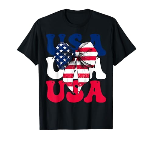 USA 4. Juli Amerikanische Flagge Patriotische Mädchen Mama Kokette T-Shirt USA 4. Juli Amerikanische Flagge Patriotische Mädchen Mama Kokette T-Shirt von Womens Coquette Bow 4th of July USA Flag Gifts