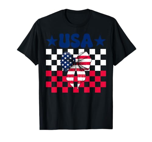 USA 4. Juli Amerikanische Flagge Patriotische Mädchen Mama Kokette T-Shirt USA 4. Juli Amerikanische Flagge Patriotische Mädchen Mama Kokette T-Shirt von Womens Coquette Bow 4th of July USA Flag Gifts