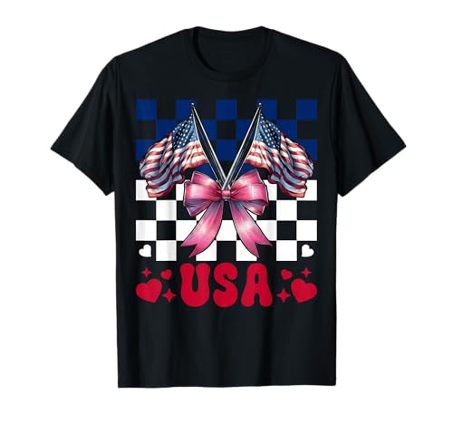 USA 4. Juli Amerikanische Flagge Patriotische Mädchen Mama Kokette T-Shirt USA 4. Juli Amerikanische Flagge Patriotische Mädchen Mama Kokette T-Shirt von Womens Coquette Bow 4th of July USA Flag Gifts