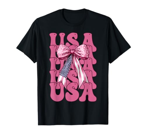 USA 4. Juli Amerikanische Flagge Patriotische Mädchen Mama Kokette T-Shirt USA 4. Juli Amerikanische Flagge Patriotische Mädchen Mama Kokette T-Shirt von Womens Coquette Bow 4th of July USA Flag Gifts