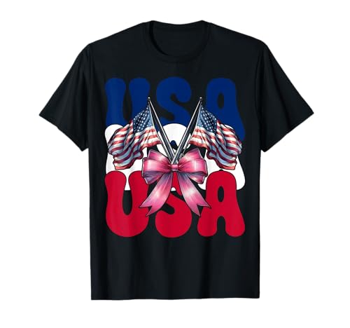 USA 4. Juli Amerikanische Flagge Patriotische Mädchen Mama Kokette T-Shirt USA 4. Juli Amerikanische Flagge Patriotische Mädchen Mama Kokette T-Shirt von Womens Coquette Bow 4th of July USA Flag Gifts