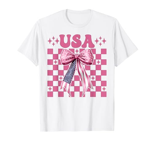 USA 4. Juli Amerikanische Flagge Patriotische Mädchen Mama Kokette T-Shirt USA 4. Juli Amerikanische Flagge Patriotische Mädchen Mama Kokette T-Shirt von Womens Coquette Bow 4th of July USA Flag Gifts