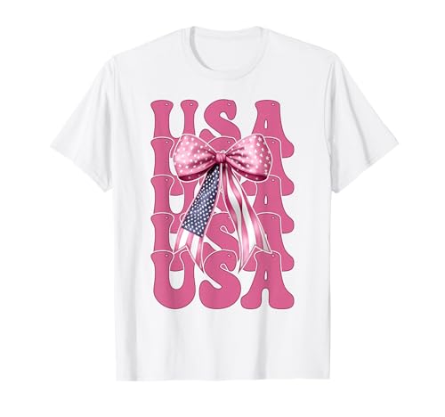 USA 4. Juli Amerikanische Flagge Patriotische Mädchen Mama Kokette T-Shirt USA 4. Juli Amerikanische Flagge Patriotische Mädchen Mama Kokette T-Shirt von Womens Coquette Bow 4th of July USA Flag Gifts