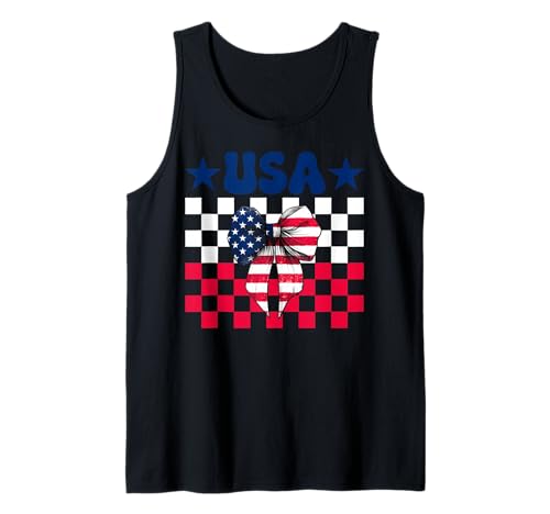 USA 4. Juli Amerikanische Flagge Patriotische Mädchen Mama Kokette Tank Top USA 4. Juli Amerikanische Flagge Patriotische Mädchen Mama Kokette Tank Top von Womens Coquette Bow 4th of July USA Flag Gifts