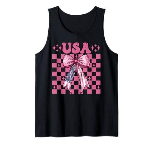USA 4. Juli Amerikanische Flagge Patriotische Mädchen Mama Kokette Tank Top von Womens Coquette Bow 4th of July USA Flag Gifts