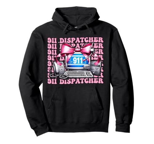 911 Dispatcher Operator Girl Coquette Schleife Rosa Band Pullover Hoodie von Womens Coquette Bow 911 Dispatcher Operator Gifts