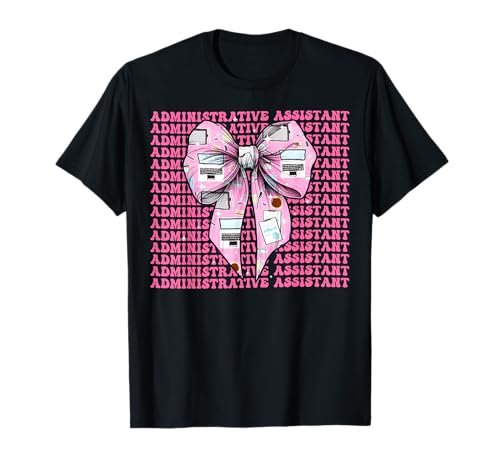 Administrative Assistentin Admin Girl Coquette Bow Pink T-Shirt Administrative Assistentin Admin Girl Coquette Bow Pink T-Shirt von Womens Coquette Bow Administrative Assistant Gifts
