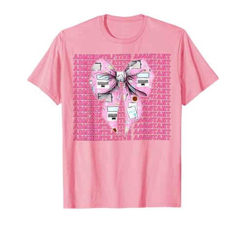 Administrative Assistentin Admin Girl Coquette Bow Pink T-Shirt Administrative Assistentin Admin Girl Coquette Bow Pink T-Shirt von Womens Coquette Bow Administrative Assistant Gifts