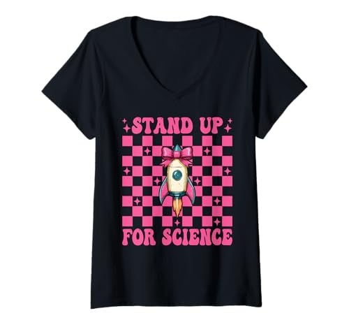 Damen Luft- und Raumfahrtingenieur entwickelt Rakete, setzt Sich für Wissenschaft EIN T-Shirt mit V-Ausschnitt von Womens Coquette Bow Aerospace Engineer Space Gifts