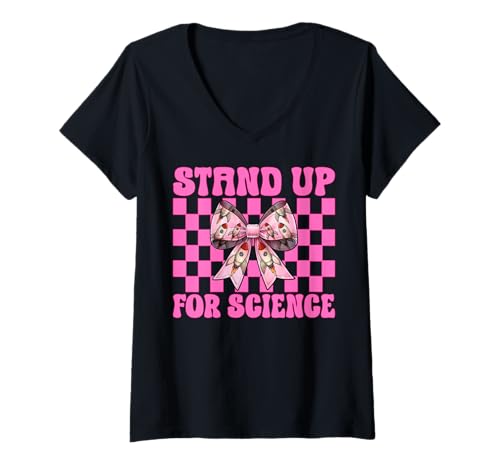 Damen Luft- und Raumfahrtingenieur entwickelt Rakete, setzt Sich für Wissenschaft EIN T-Shirt mit V-Ausschnitt von Womens Coquette Bow Aerospace Engineer Space Gifts