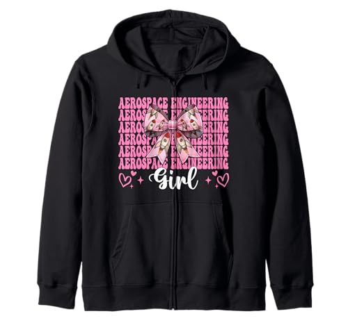 Luft- und Raumfahrttechnik Mädchen Luft- und Raumfahrtingenieur Luftfahrt Kapuzenjacke von Womens Coquette Bow Aerospace Engineer Space Gifts