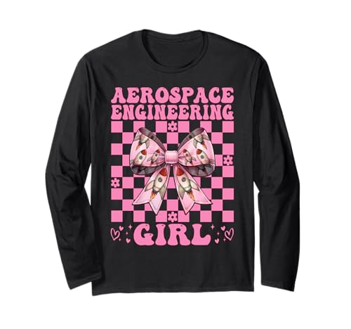 Luft- und Raumfahrttechnik Mädchen Luft- und Raumfahrtingenieur Luftfahrt Langarmshirt von Womens Coquette Bow Aerospace Engineer Space Gifts