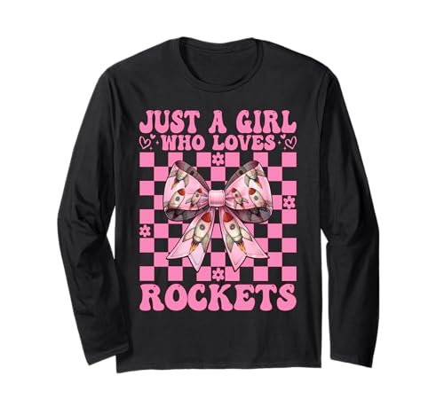 Nur EIN Mädchen, das Raketen liebt Luft- und Raumfahrtingenieur Langarmshirt von Womens Coquette Bow Aerospace Engineer Space Gifts
