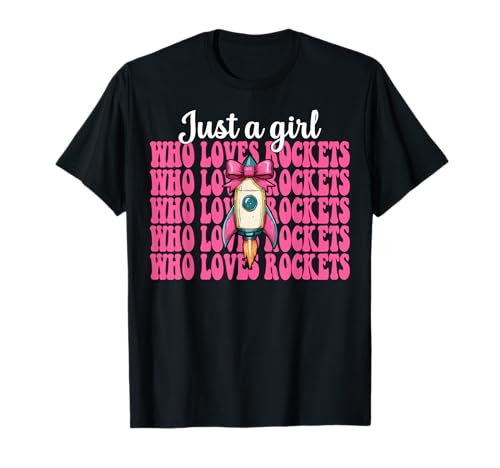 Nur EIN Mädchen, das Raketen liebt Luft- und Raumfahrtingenieur T-Shirt von Womens Coquette Bow Aerospace Engineer Space Gifts