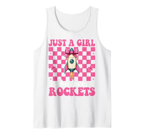 Nur EIN Mädchen, das Raketen liebt Luft- und Raumfahrtingenieur Tank Top von Womens Coquette Bow Aerospace Engineer Space Gifts