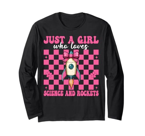 Nur EIN Mädchen, das Wissenschaft und Raketen liebt Luft- und Raumfahrtingenieur Langarmshirt von Womens Coquette Bow Aerospace Engineer Space Gifts