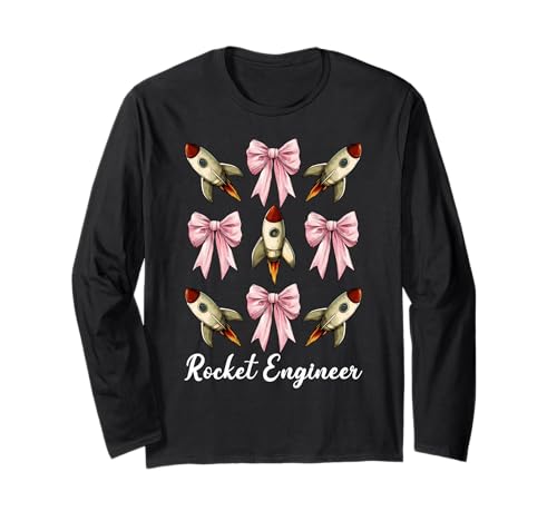 Raketeningenieur Luft- und Raumfahrtingenieur Ingenieurmädchen Mama Langarmshirt von Womens Coquette Bow Aerospace Engineer Space Gifts