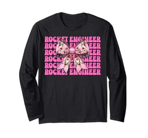 Raketeningenieur Luft- und Raumfahrtingenieur Ingenieurmädchen Mama Langarmshirt von Womens Coquette Bow Aerospace Engineer Space Gifts