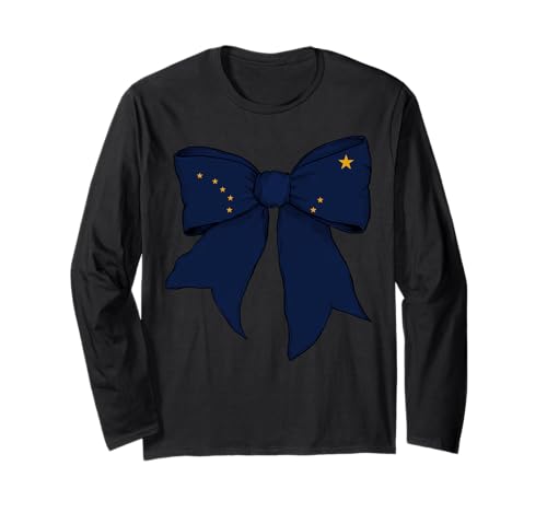 Kokettenschleifenband für Mädchen, Flagge des Bundesstaates Alaska Langarmshirt Kokettenschleifenband für Mädchen, Flagge des Bundesstaates Alaska Langarmshirt von Womens Coquette Bow Alaska Heritage Flag Gifts