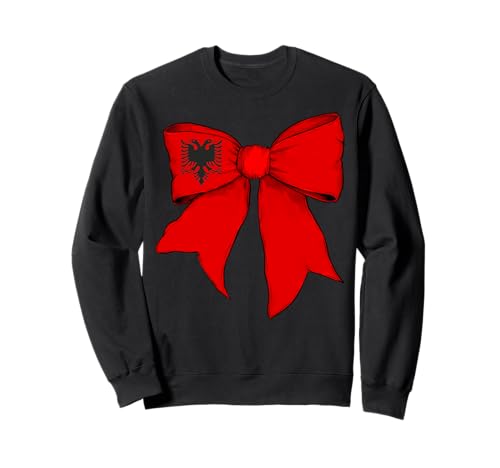 Albanien Albanien Stolz Flagge Mädchen Kokette Schleife Band Sweatshirt von Womens Coquette Bow Albania Heritage Flag Gifts