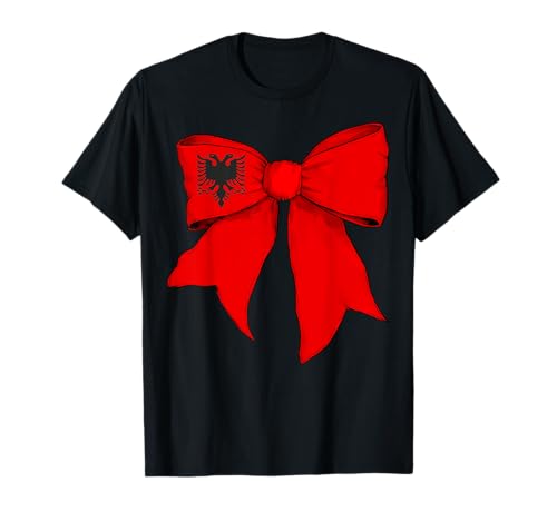 Albanien Albanien Stolz Flagge Mädchen Kokette Schleife Band T-Shirt von Womens Coquette Bow Albania Heritage Flag Gifts