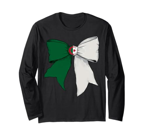 Algerien Algerien Pride Flagge Mädchen Kokette Schleife Band Langarmshirt von Womens Coquette Bow Algeria Heritage Flag Gifts