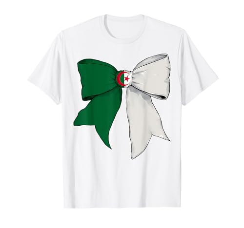 Algerien Algerien Pride Flagge Mädchen Kokette Schleife Band T-Shirt von Womens Coquette Bow Algeria Heritage Flag Gifts