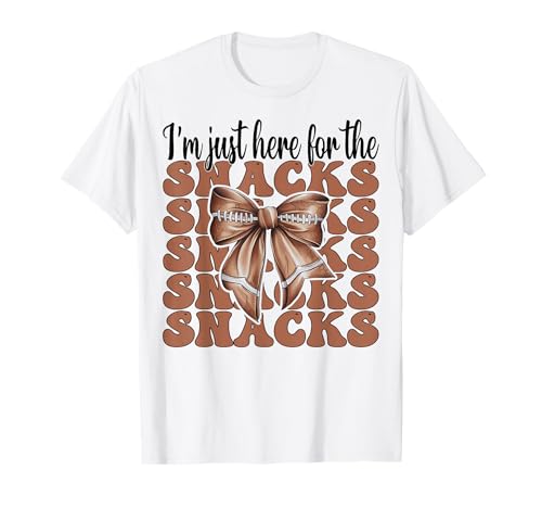 American Football Girl Mama Ich bin nur wegen der Snacks hier T-Shirt American Football Girl Mama Ich bin nur wegen der Snacks hier T-Shirt von Womens Coquette Bow American Football Player Gifts
