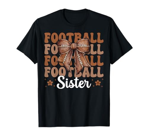 Fußball Schwester American Football Girl Kokette Schleife T-Shirt Fußball Schwester American Football Girl Kokette Schleife T-Shirt von Womens Coquette Bow American Football Player Gifts