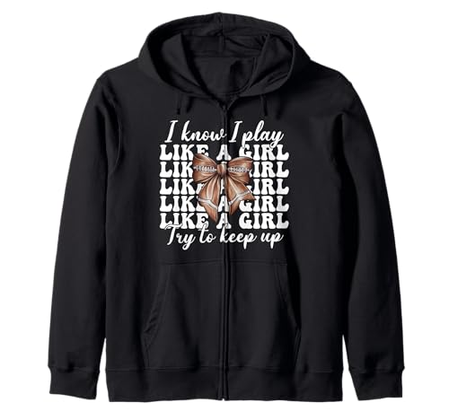 I Know I Play Like A Girl American Football Kokette Bogen Kapuzenjacke von Womens Coquette Bow American Football Player Gifts