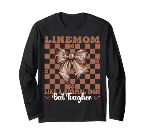 Linemom Like A Normal Mama American Football Mama Coquette Bow Langarmshirt von Womens Coquette Bow American Football Player Gifts