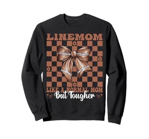 Linemom Like A Normal Mama American Football Mama Coquette Bow Sweatshirt von Womens Coquette Bow American Football Player Gifts