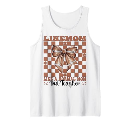 Linemom Like A Normal Mama American Football Mama Coquette Bow Tank Top von Womens Coquette Bow American Football Player Gifts