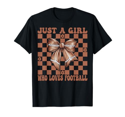 Nur EIN Mädchen, das Football Coquette Bow liebt T-Shirt von Womens Coquette Bow American Football Player Gifts