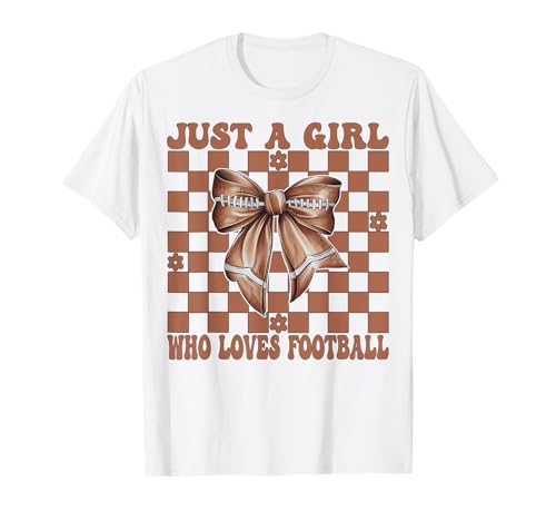 Nur EIN Mädchen, das Football Coquette Bow liebt T-Shirt von Womens Coquette Bow American Football Player Gifts
