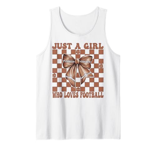 Nur EIN Mädchen, das Football Coquette Bow liebt Tank Top von Womens Coquette Bow American Football Player Gifts