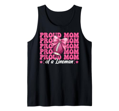 Stolze Mutter eines Lineman American Football-Mama Muttertag Tank Top von Womens Coquette Bow American Football Player Gifts