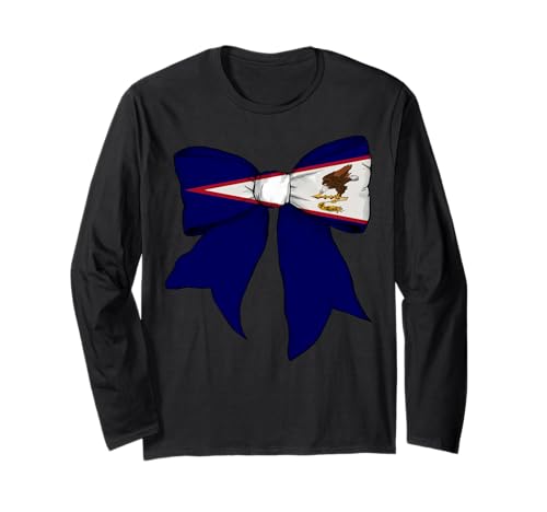 Amerikanisch-Samoa Amerikanisch-Samoanischer Stolz Flagge Mädchen Kokette Schleife Langarmshirt von Womens Coquette Bow American Samoa Heritage Gifts