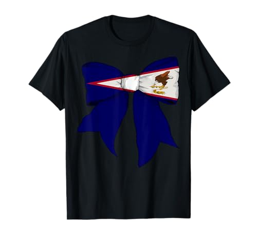 Amerikanisch-Samoa Amerikanisch-Samoanischer Stolz Flagge Mädchen Kokette Schleife T-Shirt von Womens Coquette Bow American Samoa Heritage Gifts