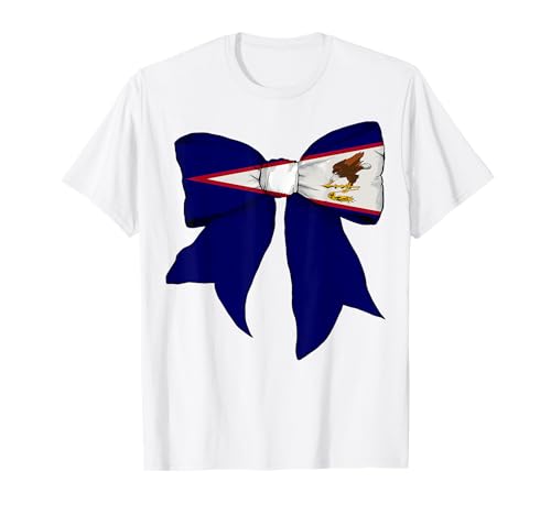 Amerikanisch-Samoa Amerikanisch-Samoanischer Stolz Flagge Mädchen Kokette Schleife T-Shirt von Womens Coquette Bow American Samoa Heritage Gifts
