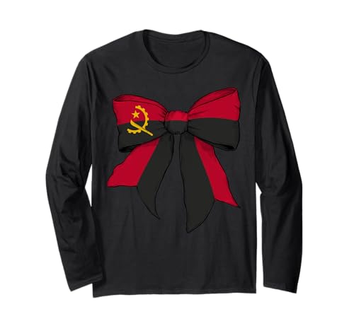 Kokettenschleifenband mit angolanischer Pride-Flagge für Mädchen Langarmshirt Kokettenschleifenband mit angolanischer Pride-Flagge für Mädchen Langarmshirt von Womens Coquette Bow Angola Heritage Flag Gifts