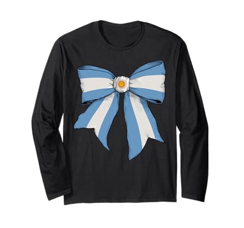 Argentinien Argentinien Argentinien Stolz Flagge Mädchen Kokette Schleife Langarmshirt von Womens Coquette Bow Argentina Heritage Flag Gifts