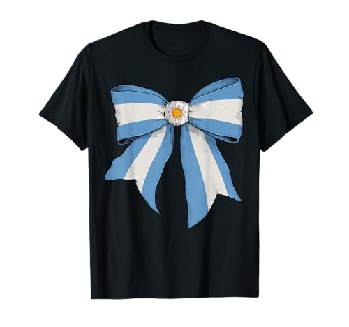 Argentinien Argentinien Argentinien Stolz Flagge Mädchen Kokette Schleife T-Shirt von Womens Coquette Bow Argentina Heritage Flag Gifts