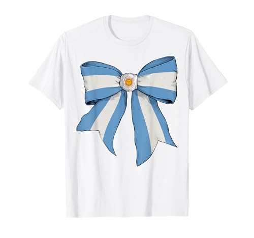 Argentinien Argentinien Argentinien Stolz Flagge Mädchen Kokette Schleife T-Shirt von Womens Coquette Bow Argentina Heritage Flag Gifts