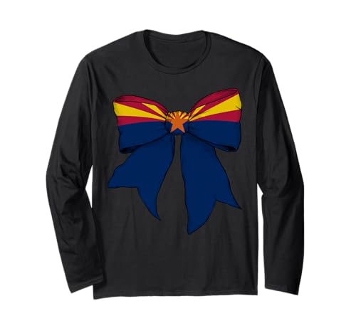 Kokettenschleifenband für Mädchen, Flagge des Bundesstaates Arizona Langarmshirt Kokettenschleifenband für Mädchen, Flagge des Bundesstaates Arizona Langarmshirt von Womens Coquette Bow Arizona Heritage Flag Gifts