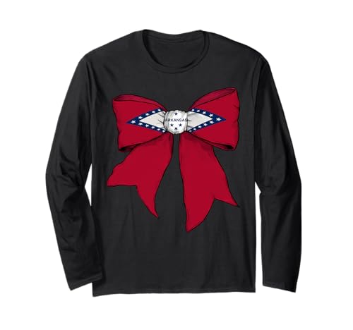 Kokettenschleifenband mit der Flagge des Bundesstaates Arkansas für Mädchen Langarmshirt Kokettenschleifenband mit der Flagge des Bundesstaates Arkansas für Mädchen Langarmshirt von Womens Coquette Bow Arkansas Heritage Flag Gifts